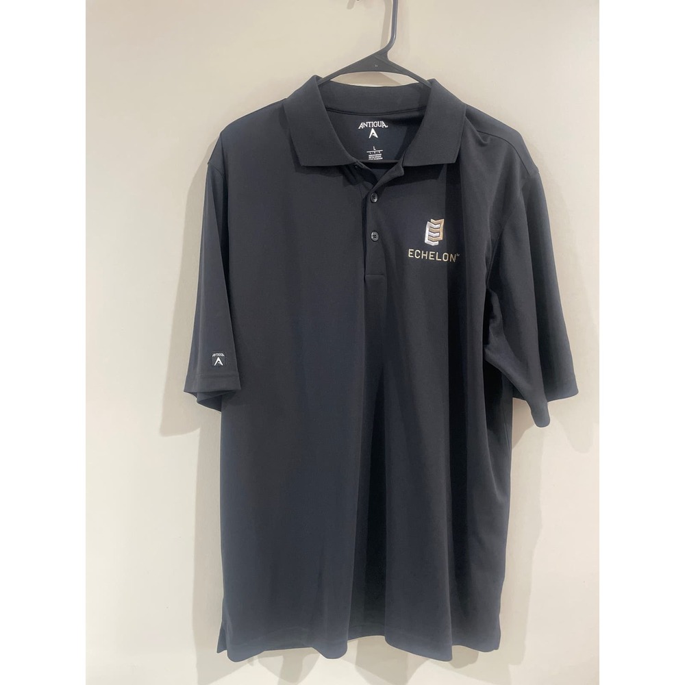 Men’s Large Golf Polo Black Echelon Embroider Antigua
